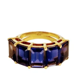 Bague en or jaune et iolite