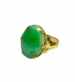 Bague en or jaune et jade vert
