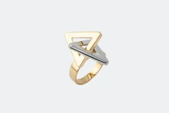 Bague en or jaune et or blanc avec formes géométriques