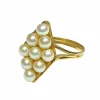 Bague en or jaune et perles