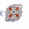Bague en or jaune et platine - Époque Art Nouveau