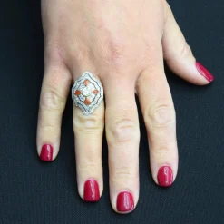 Bague en or jaune et platine - Époque Art Nouveau
