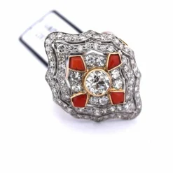 Bague en or jaune et platine - Époque Art Nouveau