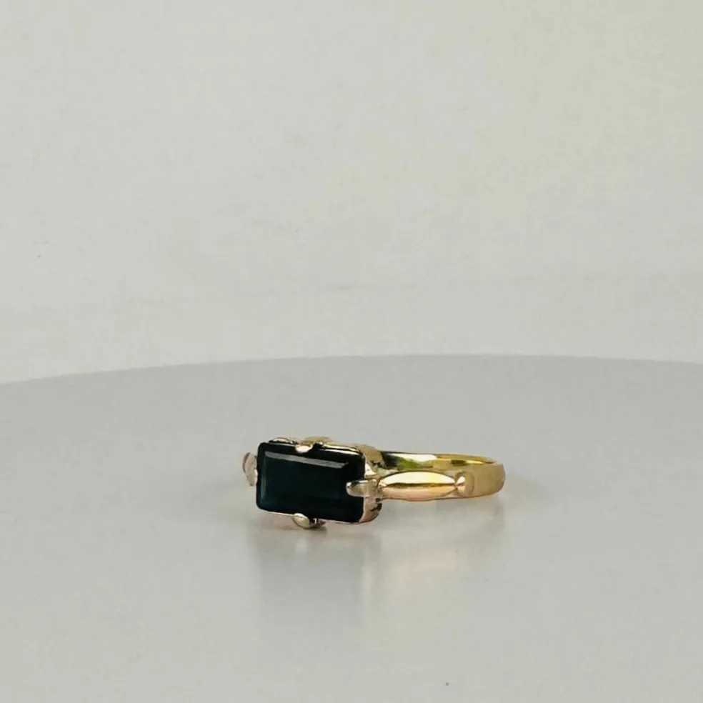 Bague en or jaune et rose avec tourmaline naturelle