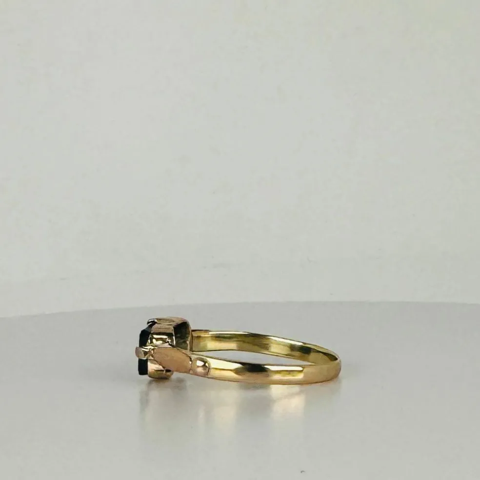 Bague en or jaune et rose avec tourmaline naturelle