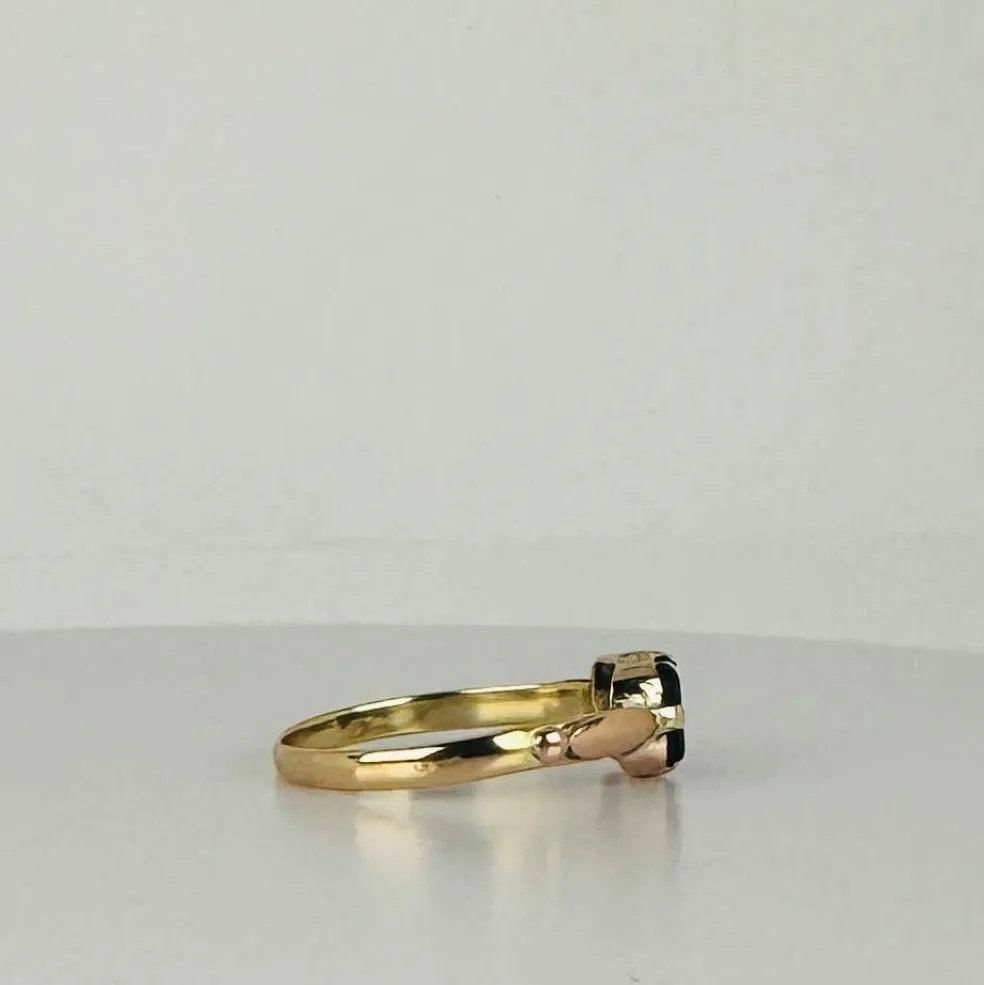 Bague en or jaune et rose avec tourmaline naturelle