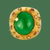Bague en or jaune, jade, diamants et saphirs roses