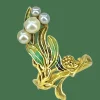 Bague en or jaune, émail, perles, époque Art Nouveau