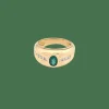 Bague en or jaune émeraude et diamants