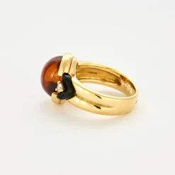 Bague en or jaune onyx, diamants et citrine