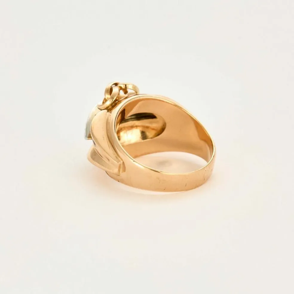 Bague en or jaune, or gris et diamants