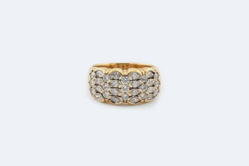 Bague en or jaune pavé de diamants