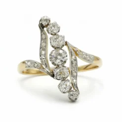 Bague en Or jaune, Platine & Diamants