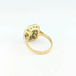 Bague en or jaune péridot et diamants