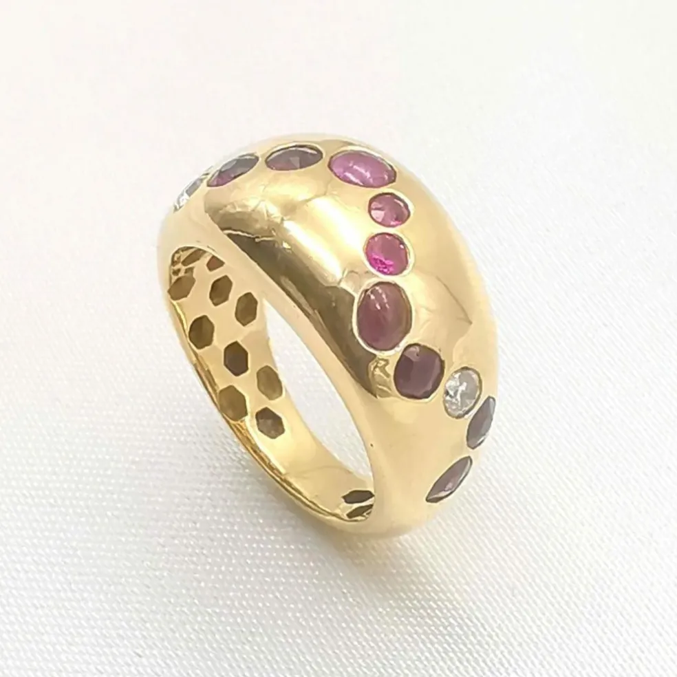 Bague en Or jaune Rubis et Diamants
