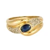 Bague en or jaune, saphir et diamants