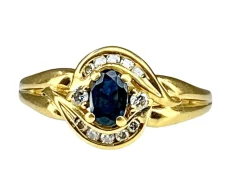 Bague en or jaune saphir et diamants