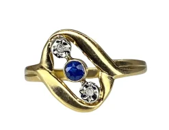 Bague en or jaune saphir et diamants