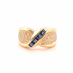 Bague en Or jaune, Saphir & Diamants