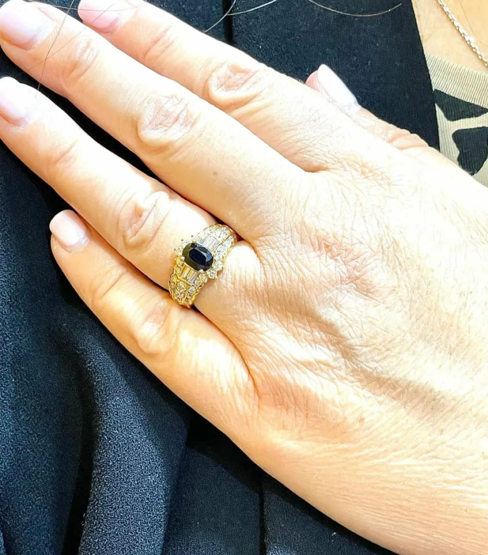 Bague en Or jaune, Saphir et Diamants