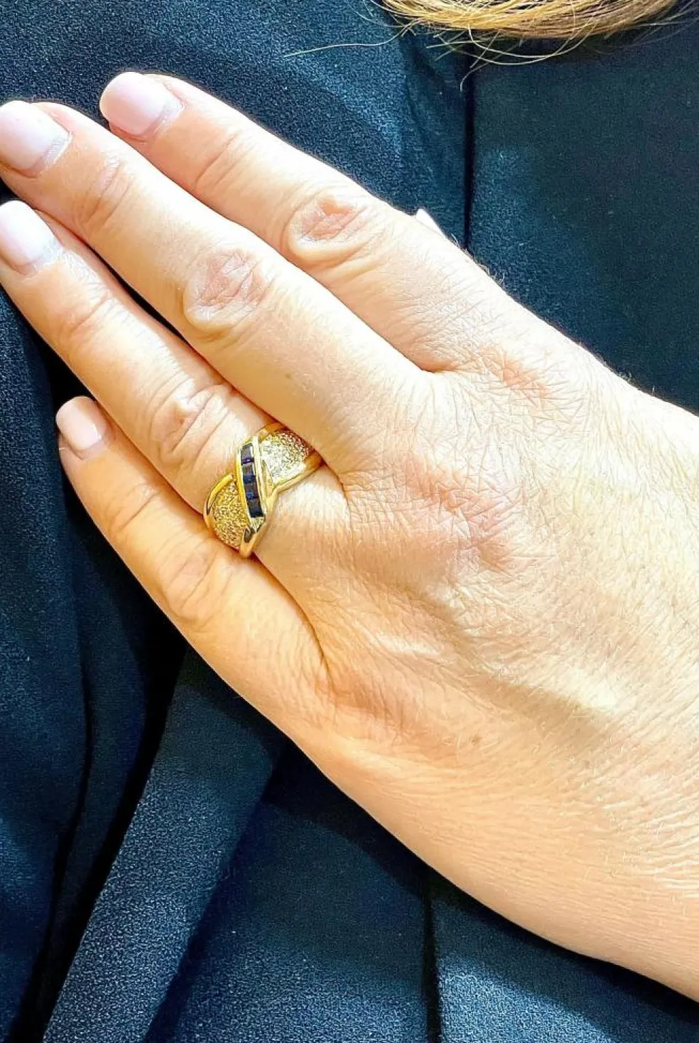 Bague en Or jaune, Saphir & Diamants