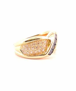 Bague en Or jaune, Saphir & Diamants