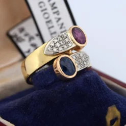 Bague en or jaune saphir rubis