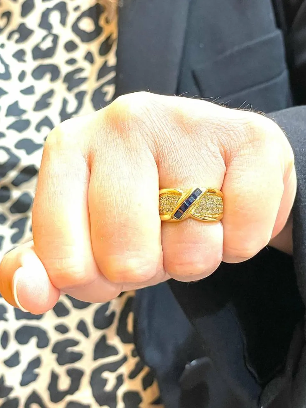 Bague en Or jaune, Saphir & Diamants