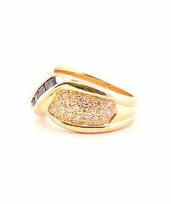 Bague en Or jaune, Saphir & Diamants