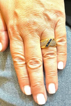 Bague en Or jaune, Saphir & Diamants