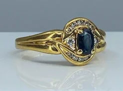 Bague en or jaune saphir et diamants