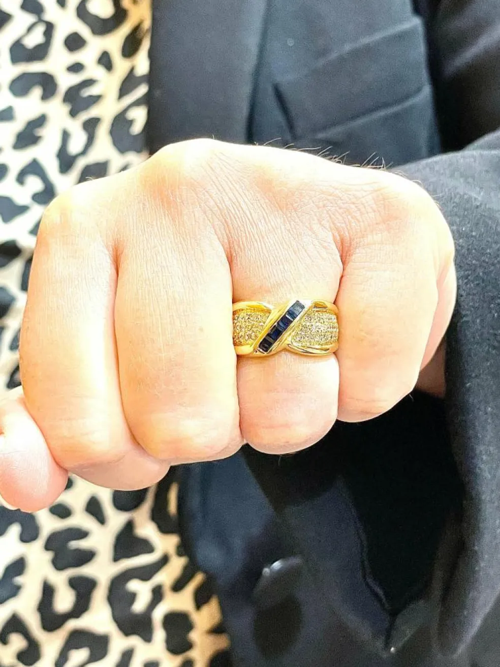 Bague en Or jaune, Saphir & Diamants