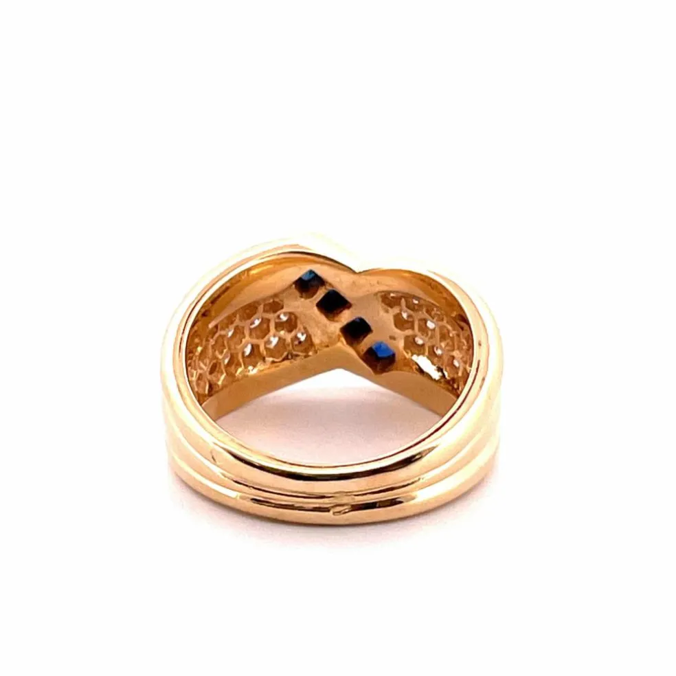Bague en Or jaune, Saphir & Diamants