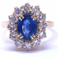 Bague en or jaune, saphir, diamants