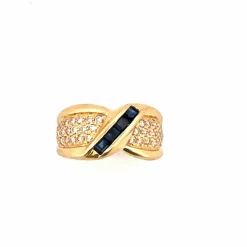 Bague en Or jaune, Saphir & Diamants
