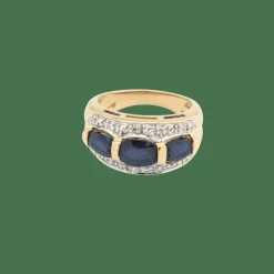 Bague en or jaune saphirs et diamants