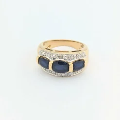 Bague en or jaune saphirs et diamants