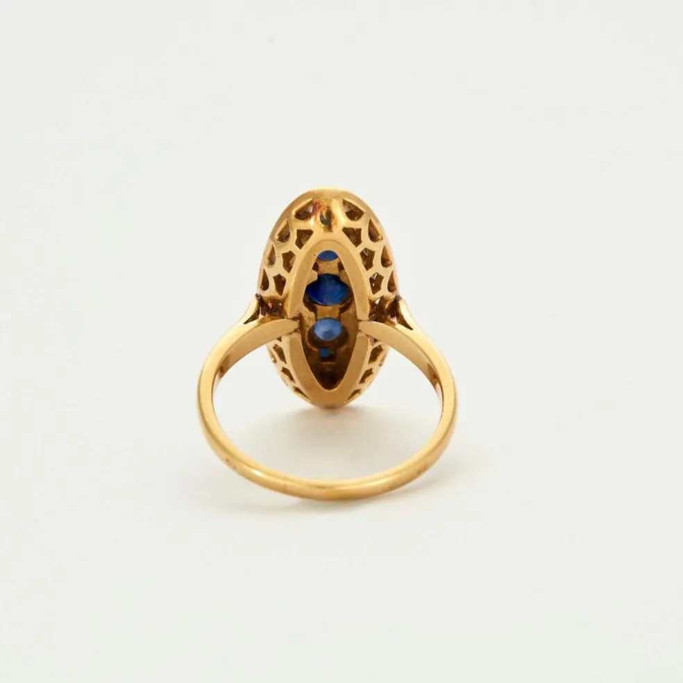 Bague en or jaune saphirs et diamants