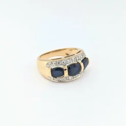 Bague en or jaune saphirs et diamants