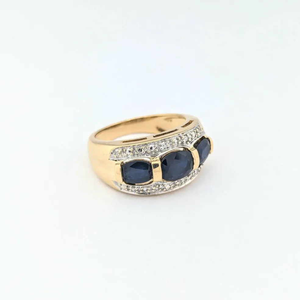 Bague en or jaune saphirs et diamants