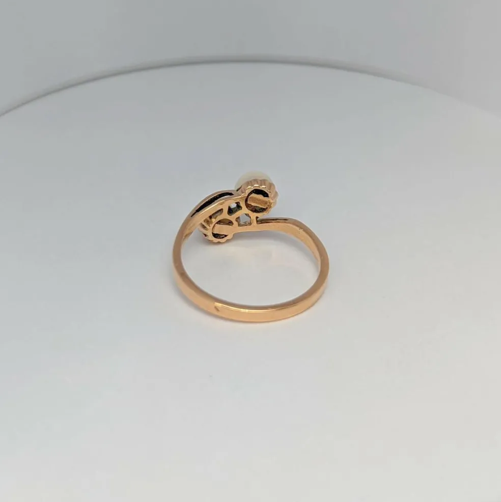 Bague en or jaune Toi et moi, perles