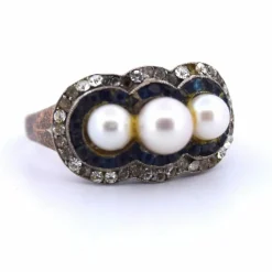 Bague en or, perle et saphir de l'époque victorienne