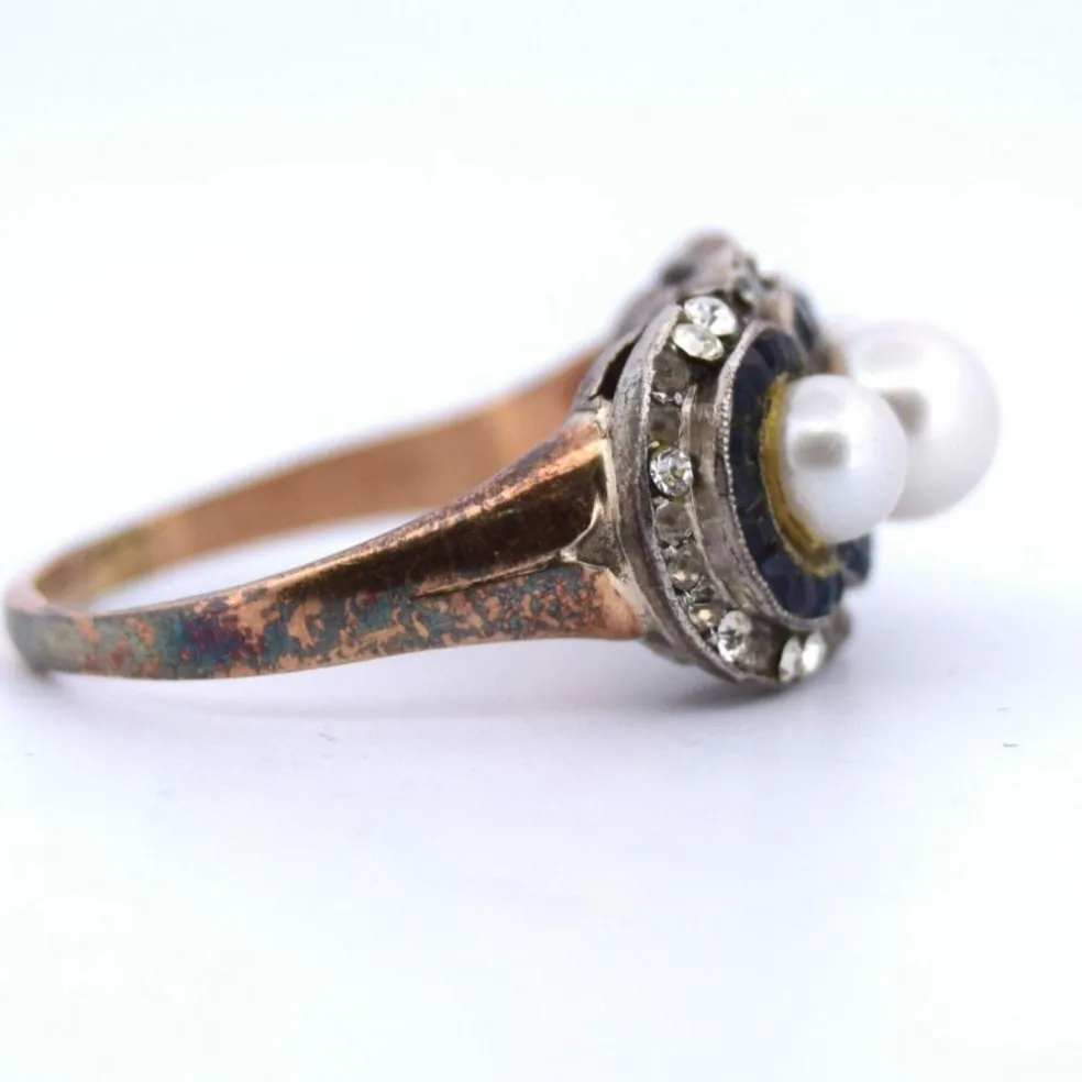 Bague en or, perle et saphir de l'époque victorienne