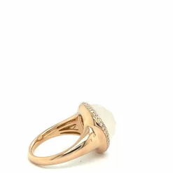 Bague en or rose 18 carats avec quartz blanc de 8,05 ct et diamant
