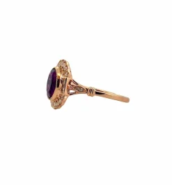 Bague en or rose 18 carats , améthyste et diamants
