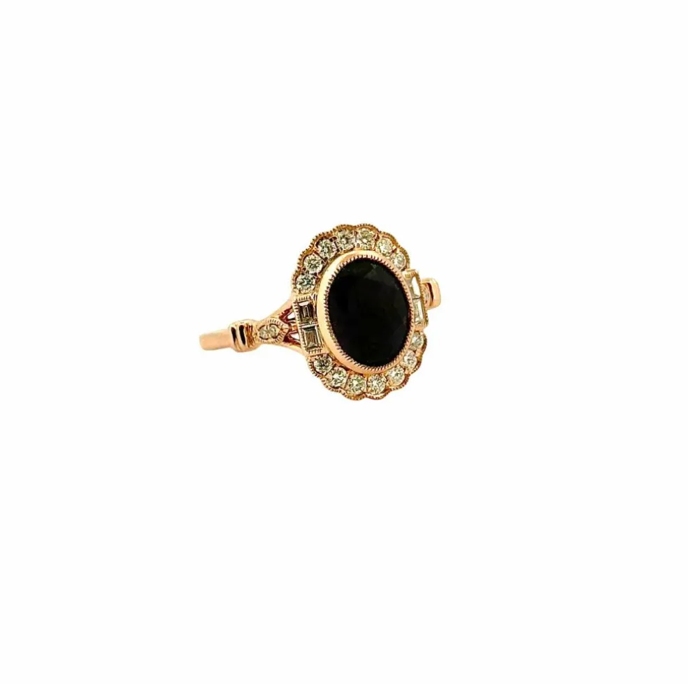 Bague en or rose 18 carats , améthyste et diamants