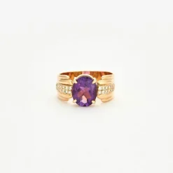Bague en or rose Améthyste et diamants