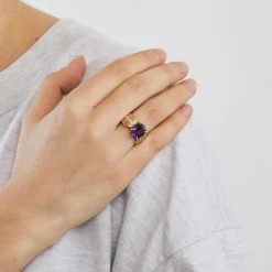 Bague en or rose Améthyste et diamants