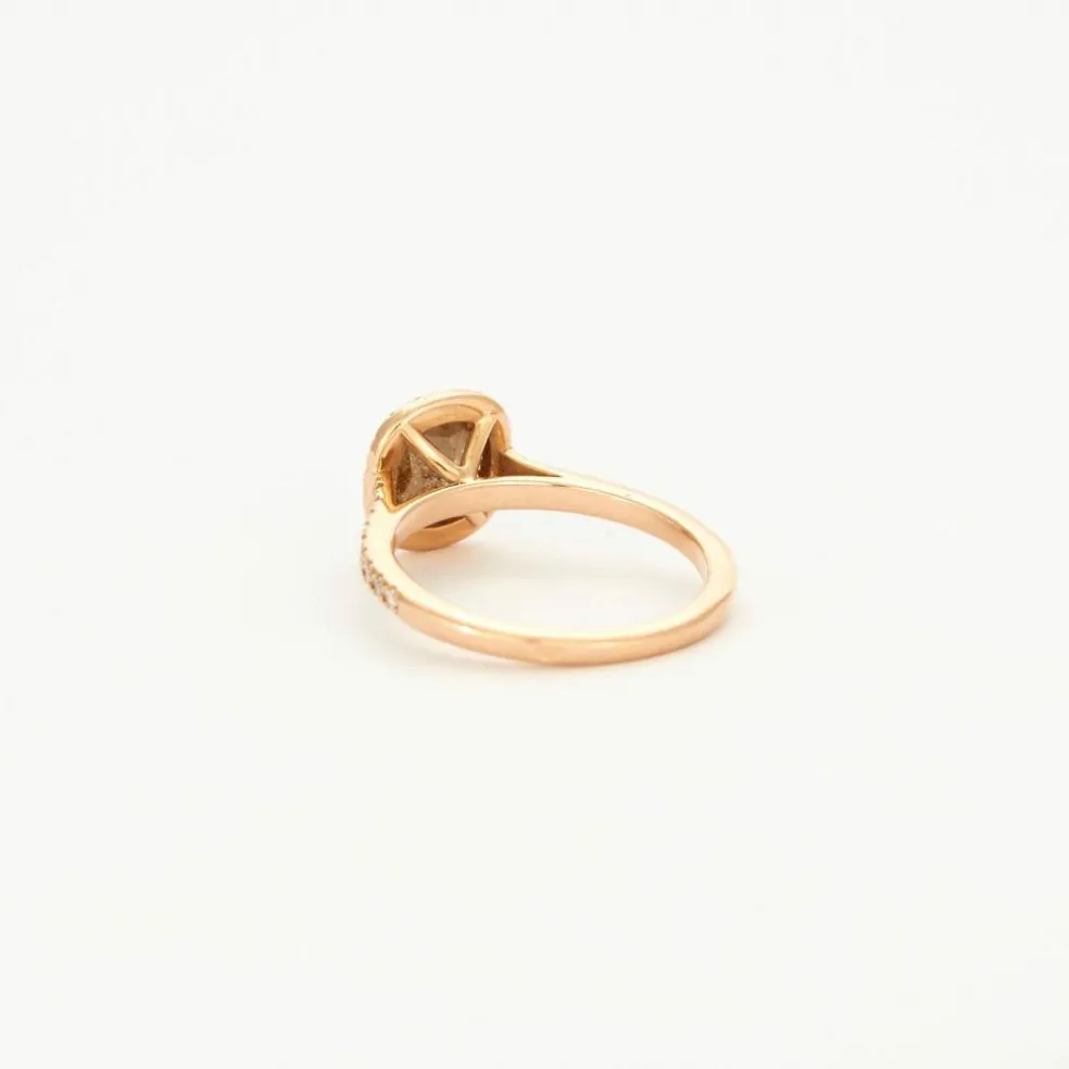 Bague en or rose diamant brun