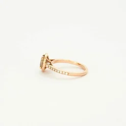 Bague en or rose diamant brun